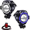 Biqing U7 Faretti LED Moto, 2Pcs Fari Moto LED Faretto Anteriore 12V 24V LEDs Spotlight Faro Supplementare Motocicletta Lampada Antinebbia 6000K con Interruttore(Blu)