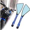 DREAMIZER 8mm 10mm Specchietti Retrovisori Laterali per Motociclo, Triangolo Moto Specchietti Manubrio Per R1 R6 FZ6 FZ1 MT03 MT07 MT09 Z750 Z800 Z900 Z1000 Shiver Monster(Blu)