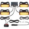 Justech 12 LED Luce Stroboscopica Auto 12V/24V Luce Lampeggiante Emergenza Impermeabile IP68 con Spina Accendisigari + 8 Modalità Strobo e Scatola di Controllo per Auto Rimorchio Camion - E-mark