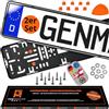 GENMAG® Portatarga Senza Cornice [Legale & Universale] Supporto per Targa Auto | Portatarga Senza Cornice Nero | Supporto per Targa | Supporto per Targa Auto | Supporto per Targa