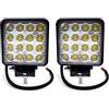 BeiLan Faro da Lavoro, 48W 12V/24V Luci Off Road IP68 impermeabile 6000K Spot Luce di Profondità' a Led Luci di Lavoro Fuoristrada Quadrate a Led per Off Road Moto 4WD SUV ATV UTV Camion 2pcs
