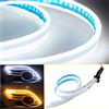 QasimLed 2-Pack 30 centimetri impermeabile morbida del tubo auto sequenziale che scorre flessibile Daytime Running Light bianco con il giallo indicatori di direzione a LED Striscia Auto