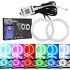 Qasim 1 paio da LED COB Fari Angel Eyes RGB Anello Halo 80MM per Auto da Moto DRL Spia Faro con Coperchio Controllo dell'APP mobile Bluetooth 12V DC