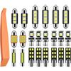 Justech 22pz LED Can-bus Spzenza Errori del Festone LED SMD Lampadine Lampadine Tettuccio Lampadine per Luci Interne Auto LED Targa a LED Cupola del Festone C5W T10 168 194 2825 Xenon -Bianco