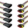 Mintice 5 Pezzi 4 Pin Auto Impermeabile Connettore Kit Presa Connettori | Auto Spina Elettrici Cavi Terminali Connettore Filo 16 Awg Calibro Marino