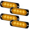 Teguangmei 4Pz Ultra-Sottile 4LED Luce Stroboscopica di Emergenza Ambra Lampeggiante Pericoloso Luce Stroboscopica Laterale Spia Luce Impermeabile Universale per Camion Rimorchio Moto 12-24V