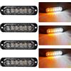 KaiDengZhe 4pz Ultra Thin 6LED luci d'emergenza ambra e bianco lampeggiante stroboscopico barra luminosa laterale luce di avviso faro luce universale per 12-24V auto veicolo camion rimorchio camper moto furgone