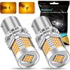 UPXSXT 2Pcs p21w led canbus lampada indicatore di direzione, 1156 BA15S Senza Errori e senza sfarfallio Lampadina ambra per indicatori di direzione 12-24V 3400LM 2016 89SMD Super luminoso e impermeabile