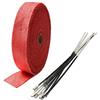 ETOPARS 2.5CM X 5M Nastro Termico Isolante Rosso Benda Termica Scarico Fibra Vetro Tubo Calore Protezione Moto con 6 Fascette Acciaio Inossidabile