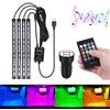Bawoo Luci Abitacolo Auto USB Striscia LED Striscia Luce Interni 48 Led RGB Auto Illuminazione Strisce 8 Colori 4 Modalità Musica Con Telecomando Caricabatterie per Accendisigari
