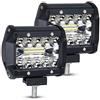 URAQT Faro da Lavoro LED, 2 Pezzi Faretti Fendinebbia 4 60W, 6000K Fari LED Impermeabile Fuoristrada Barra, Fendinebbia LEDs, Luci di Lavoro Fuoristrada per MOTO SUV ATV UTV Camion