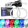 Qasim 1 paio da LED COB Fari Angel Eyes RGB Halo Rings 100MM per Auto da Moto DRL Spia Faro con Coperchio Controllo dell'APP mobile Bluetooth 12V DC