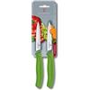 Victorinox Swiss Classic, set di 2 coltelli da verdura, di cui 1 con lama normale e 1 con lama seghettata, verde