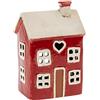 Village Pottery Heart House - Candeline in ceramica smaltata, colore: Rosso
