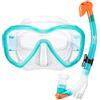 Dorlle Set da snorkeling professionale per bambini Set da immersione Maschera da snorkeling con snorkeling a 3 canali Premium Dry e occhialini da immersione antiappannamento anti-perdita, Verde