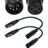 SiYear 3 pin XLR femmina a 5 pin XLR maschio cavo audio per microfono DMX Stage Light Turnaround ， XLR3F a XLR5M Cavo adattatore （12inch / 2Pack