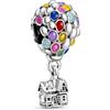PANDORA Disney Ciondolo a forma di palloncino di Up in argento Sterling con smalto blu, verde, arancione, rosa e azzurro