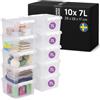 SmartStore Scatole di stoccaggio in plastica da 7L con Coperchi - Set di 10 Impilabili e Sovrapponibili - Garanzia di 10 Anni - Sicure per Alimenti - Chiusura con Clip - L28 x P28 x A17 cm