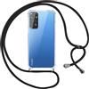 Pnakqil Custodia Cordino Cover per Xiaomi Redmi Note 11/Note 11S 6.43 Girocollo Collana Cordoncino Collo Cordini Cordino Tracolla Catena Silicone Protettiva Trasparente Custodia Cover, Nero