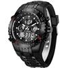 Affute Orologi sportivo militare da uomo, analogico digitale, impermeabile, con data, sveglia, flusso luminoso, cronometro, orologio da polso Big Army, Nero