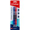 Kathay 86210598 - Confezione da 2 penne gel, colore blu e rosso, punta 0,7, chiusura a clic, ideali come materiale scolastico