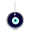 MYSTIC JEWELS - Cristallo contro il Male di Occhio, Blu e Bianco, Occhio Turco Grande 12 cm Approx con Foro , Angoli di Buona Sorte da Appendere alla Parete
