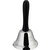 Relaxdays Campanella a Mano, Suono Nitido, Impugnatura in Legno, Scuola, Reception, Decorazione Natalizia, 12 cm, Argento