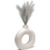 CEMABT Vasi per Erba della Pampa, Vaso Creativo Decorazioni per la Casa Moderne, Vaso Fatto a Mano in Ceramica Bianca Fiori Secchi Ornamenti Artigianali per la Decorazione della Casa dell'Ufficio (L, Beige)