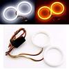 Qasim 1 coppia di LED COB Fari Angel Eyes 70MM 4014 84SMD Bianco+Amber Switchback Anello Halo Occhi d'Angelo Universale per Auto Moto per DRL Faro Fendinebbia DC12V