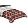 Tata Home Trapuntino Copriletto Primaverile Estivo Quilt Leggero Imbottitura 100 gr/mq Letto Piazza e Mezza 210x260 cm Scozzese a Quadri Made in Italy Colore Rosso