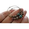 Asai Bolivien Ethno Tribal Manufaktur ★ CREME DI BRONZO TURCHESE E PIETRE DI HOWLITE ★ ORECCHINI TURCHESE