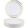 Matana 25 Piatti da Dessert in Plastica Bianca Premium con Bordo Dorato, 19cm - Eleganti, Resistenti e Riutilizzabili - Piattini per Matrimoni, Compleanni, Natale, Barbecue, Feste