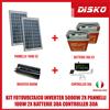 KIT FOTOVOLTAICO INVERTER 5000W 2X PANNELLI 100W 2X BATTERIE 38A CONTROLLER 30A