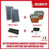 KIT FOTOVOLTAICO INVERTER 1000W 2X PANNELLI 100W 2X BATTERIE 38A CONTROLLER 30A