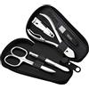 marQus Set Manicure per Uomo e Donna - Kit professionale da 5 Pezzi con Forbicine e Custodia in Vera Pelle. Ideale per la cura di Mani e Piedi, perfetto per viaggi e uso quotidiano. Elegante e funzionale