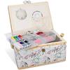Navaris Scatola Kit Cucito - Valigetta Sarta Professionale 76 Accessori Ricamo - Forbice Ago Spilla Bottone Rivetto Automatico Rocchetto Filo Maglia