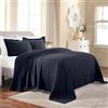 Superior Fleur De Lis - Set di 3 Pezzi copriletto in Cotone, Decorazione per la casa, copriletto Testurizzato, 2 federe, Coperta ariosa, copriletto in Matelasse, per Letto King Size, Colore: Blu Navy