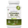 Bandini® Vitamina D3 K2 | 365 COMPRESSE (12 Mesi) | Vitamina D3 2000 UI + 200 mcg Vitamina K2 | K2 MK-7 99% All Trans (K2VITAL®) | Per Ossa, Denti, Muscoli, Articolazioni & Sistema Immunitario