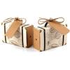 Killow 100 pz Scatoline Scatole Portaconfetti Viaggio Valigia Carta Kraft Regalo Bomboniere per Festa Anniversario Laurea