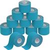 BB Sport 12 Rotoli Nastro Kinesiologico 5 m x 5,0 cm Diversi Colori E-Book Esempi Applicazione Tape Kinesiologico Muscolare Cerotto, Colore:luce blu
