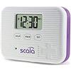 Scala - Contenitore portapillole con timer a 6 scomparti, 5 allarmi, colore: Bianco