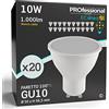 Eurocali 20x Lampadine LED GU10 10W Professionali Satinata Antiabbaglio 1000 lumen - Forma: Faretto - Luce Bianco Caldo 3000K - Fascio Luminoso 100°