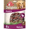 8in1 Delights Duck Spirals - Snack masticabile sano per cani, carne di anatra di alta qualità avvolta in pelle di manzo, 6 pezzi