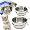 BPS BUENA PET SHOP 2 x mangiatoia in acciaio inox con gancio, contenitore per alimenti, 4 dimensioni, ciotola per alimenti sospesa per uccelli, pappagallo, animali, piccolo cane (per gatto) BPS-11131 x 2