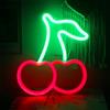 ineonlife Ciliegia Luci al Neon per Camera da Letto Insegne al Neon Rosso Verde Led Insegna al Neon Segno Della Lampada al Neon Della Frutta per i Bambini Home Restaurant Dormitorio Decorazione Murale