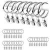 SUOXU Anelli per aste da tenda in argento, confezione da 24 anelli in metallo antiruggine con gancio/ganci appendi-tenda con occhielli per sostenere set di aste pesanti e tende (38 mm)