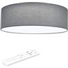 Navaris Plafoniera LED Soffitto 22W Rotonda Ø 40 cm - Lampadario Camera da Letto e Soggiorno in Tessuto - con Telecomando per Controllo Temperatura Colore - Grigio Chiaro