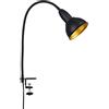 Briloner 2603-015 Lampada LED da Tavolo con Morsetto, Orientabile, Lampada da Scrivania, Stile Retrò, Interruttore On/Off, 1 Lampadina E14, Max. 25 Watt, in Metallo, Nero/Oro