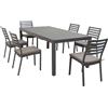 MIlani Home DEXTER - set tavolo in alluminio cm 200/300 x 100 x 74 h con 6 sedie Dexter