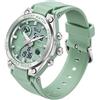 findtime Orologio da polso da donna sportivo digitale con orologio da polso impermeabile con doppia data luminosa luce posteriore settimana sveglia cronometro bianco nero blu verde, Verde, cinturino